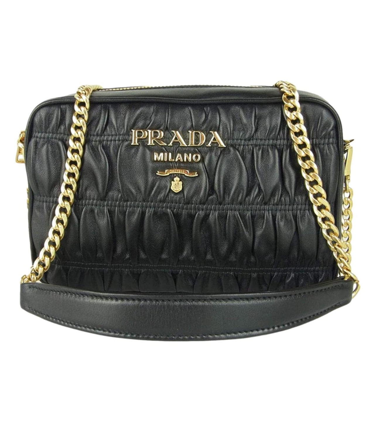 Prada Bandoliera Nero Black Nappa Gaufre'1 Quilted Leather Handbag